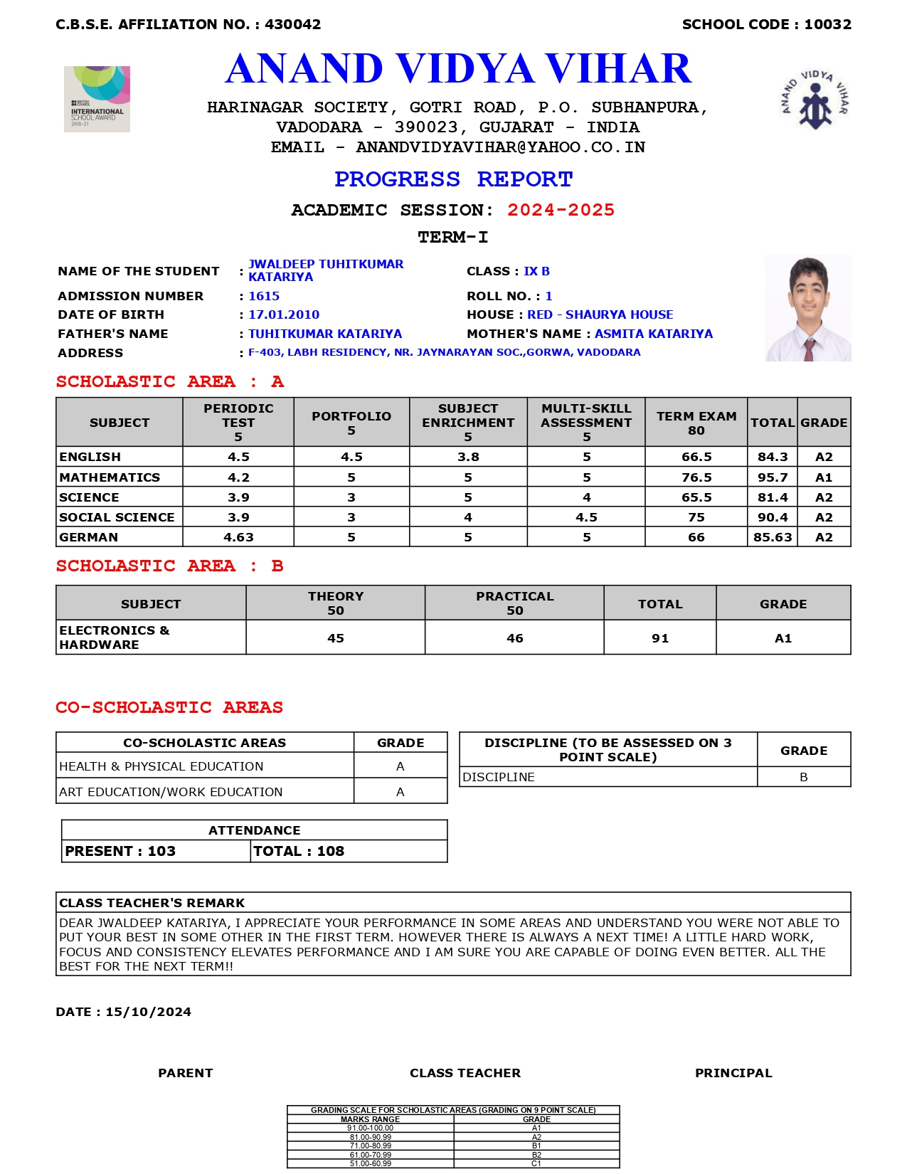 Progress Card 1